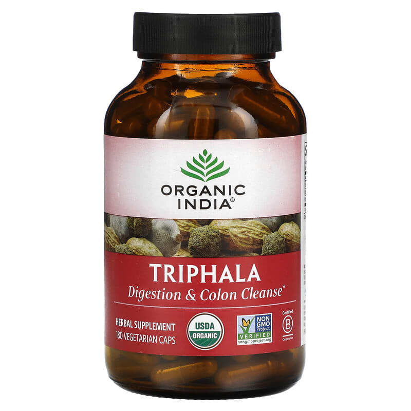 Organic India Triphala Digestion And Colon Cleanse Capsules, 180 Ea